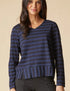 Shadow Stripe Seamed Tee Navy