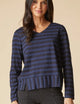 Shadow Stripe Seamed Tee Navy