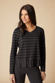 Shadow Stripe Seamed Tee Black